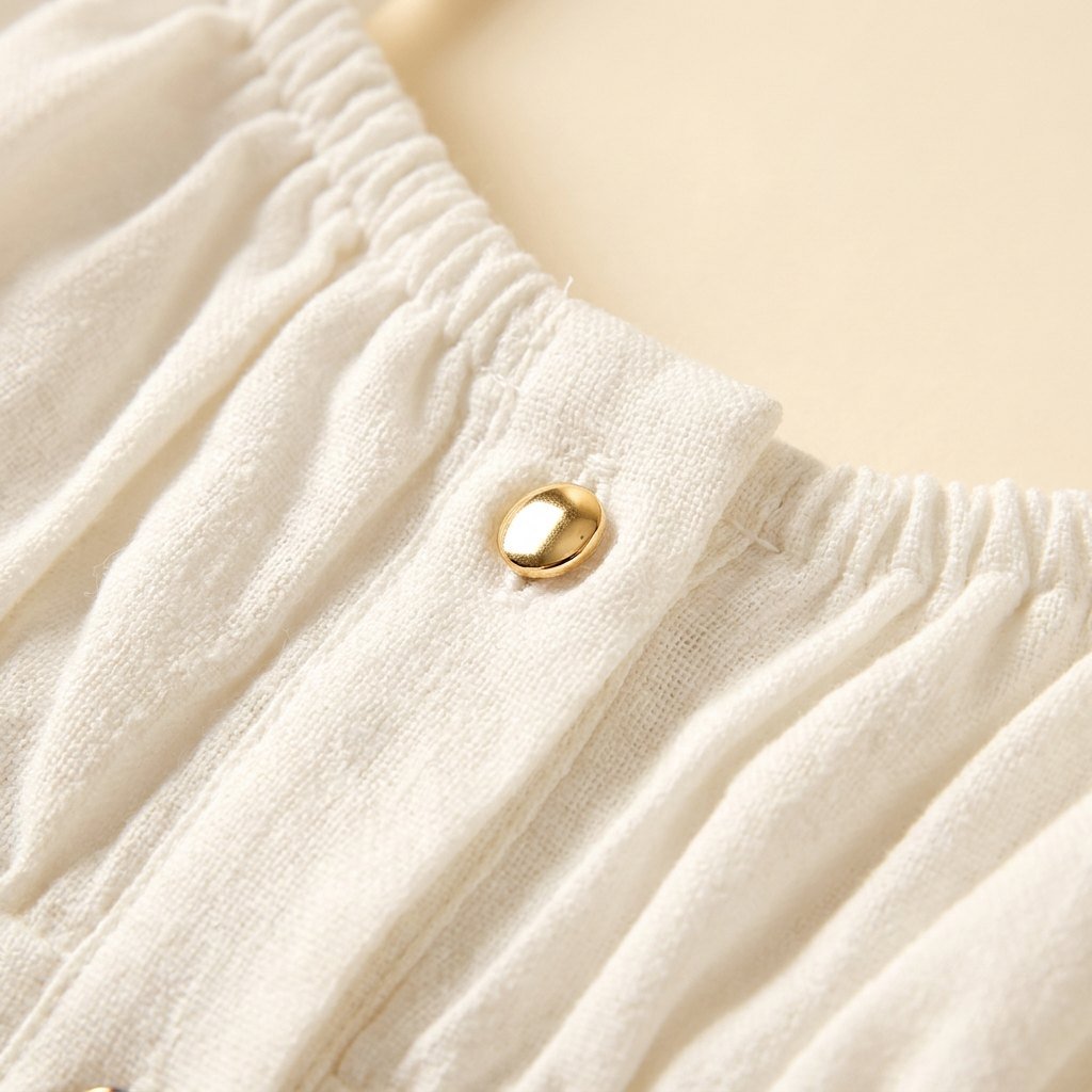 Daisy white summer dress fabric close-up