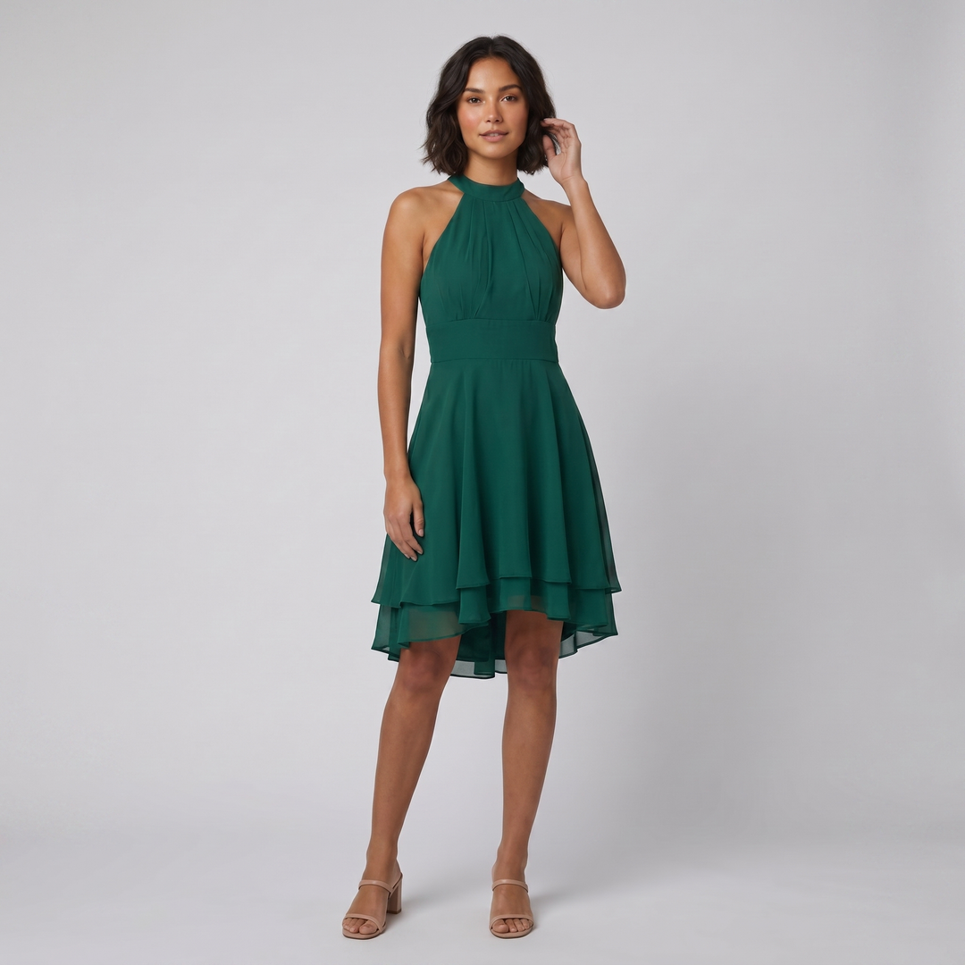 Dakota halter ruffle dress green