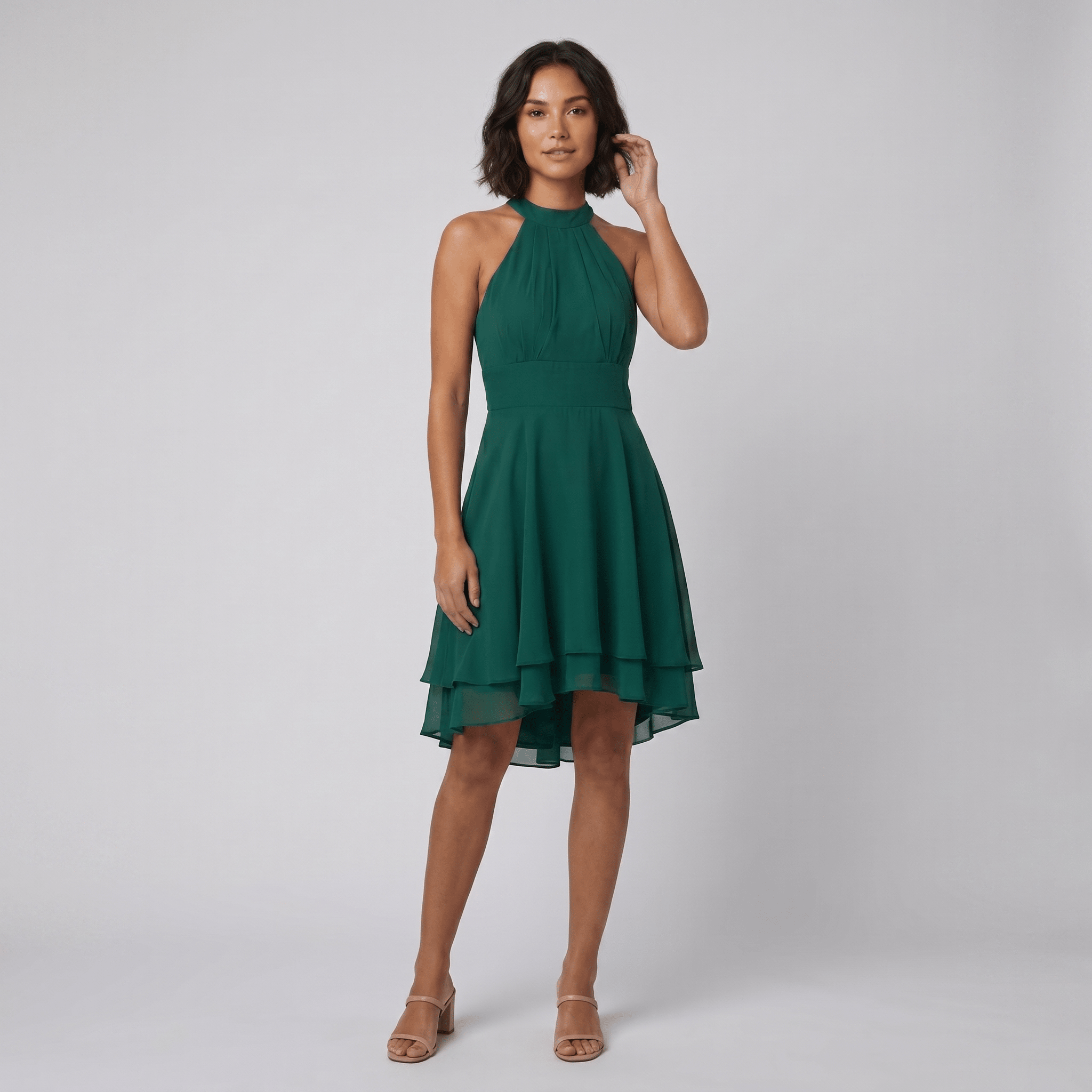 Dakota halter ruffle dress green