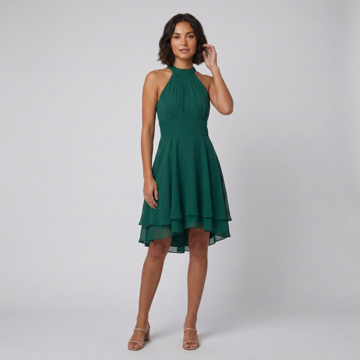 Dakota halter ruffle dress green