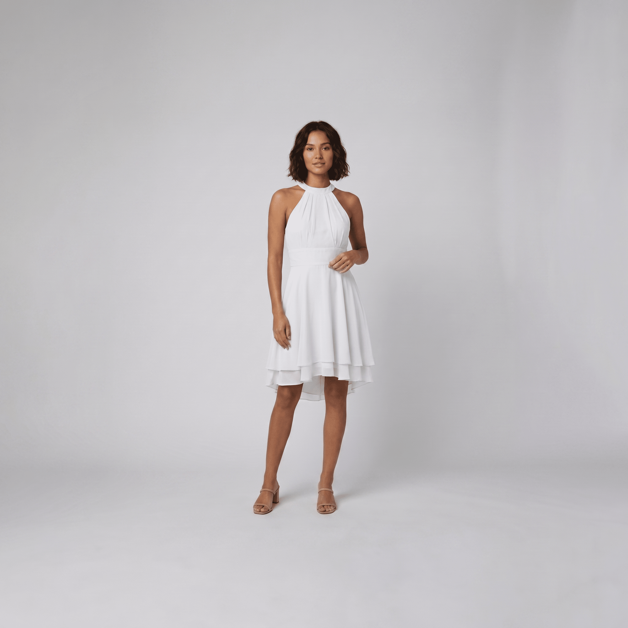 Dakota halter ruffle dress white