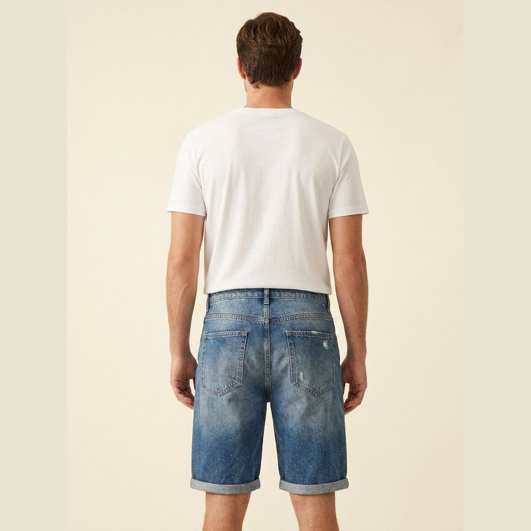 Dapper denim shorts back view