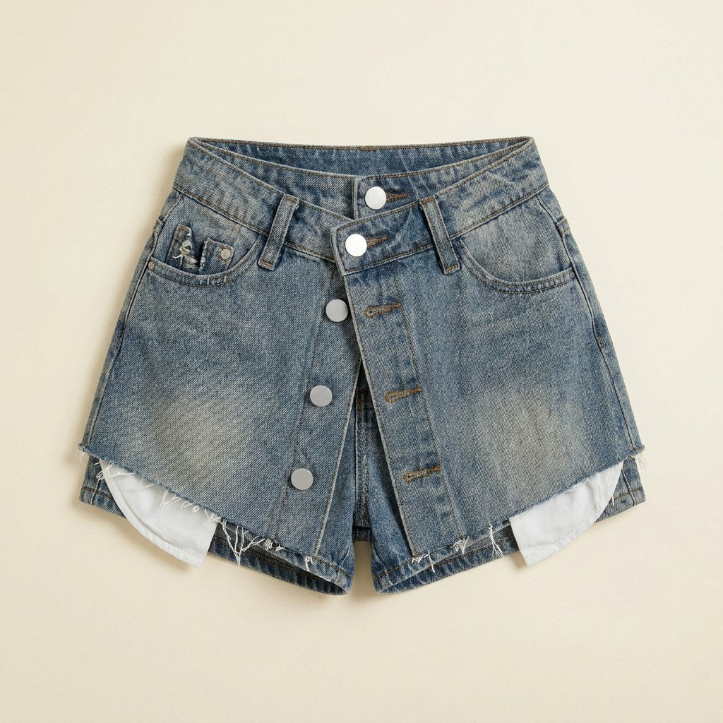 Dapper denim shorts product flat lay