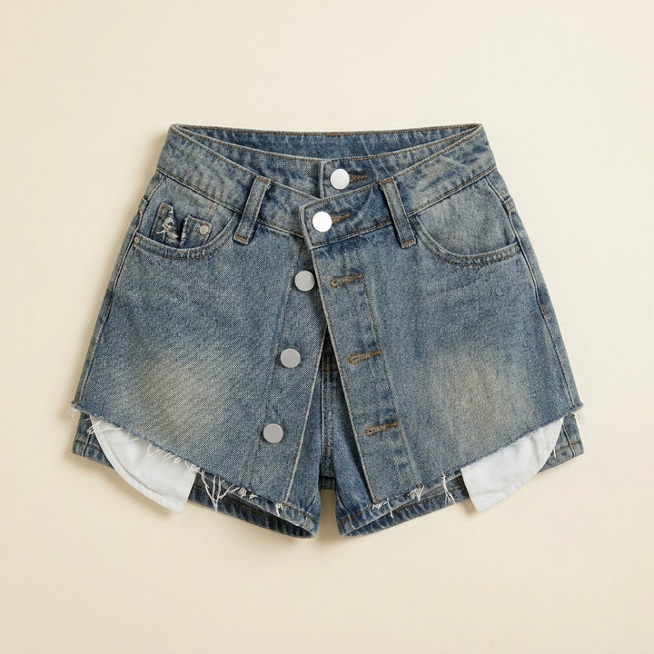 Dapper denim shorts product flat lay