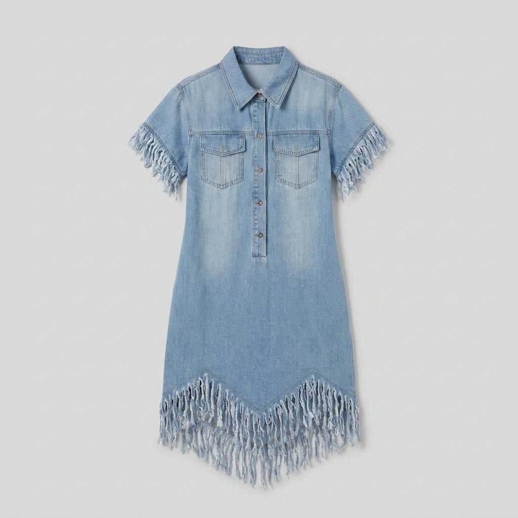 Dara denim dress product flat lay