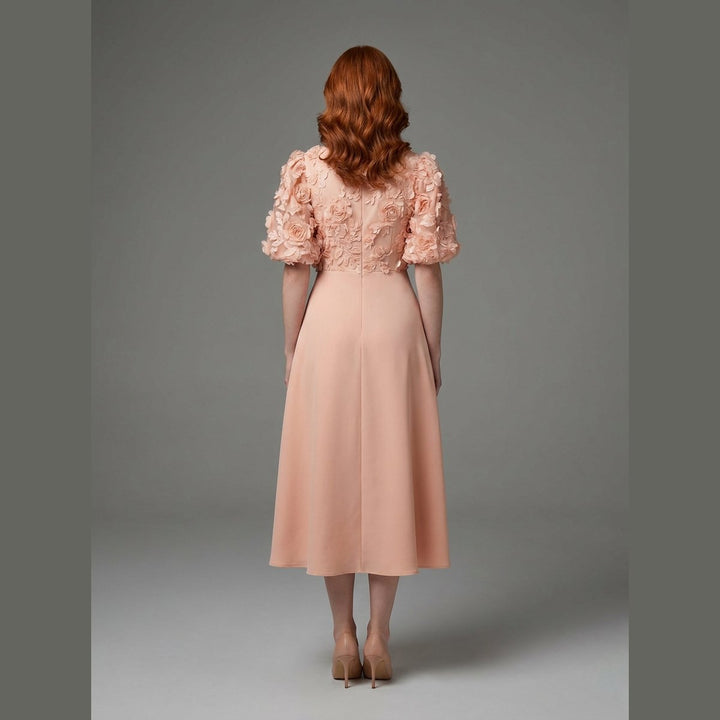 Dara peach floral midi dress back
