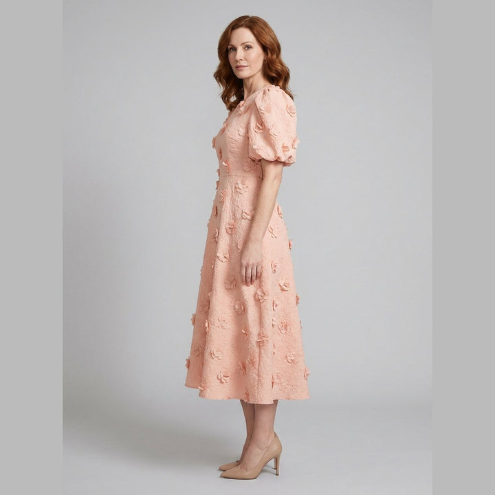 Dara peach floral midi dress side