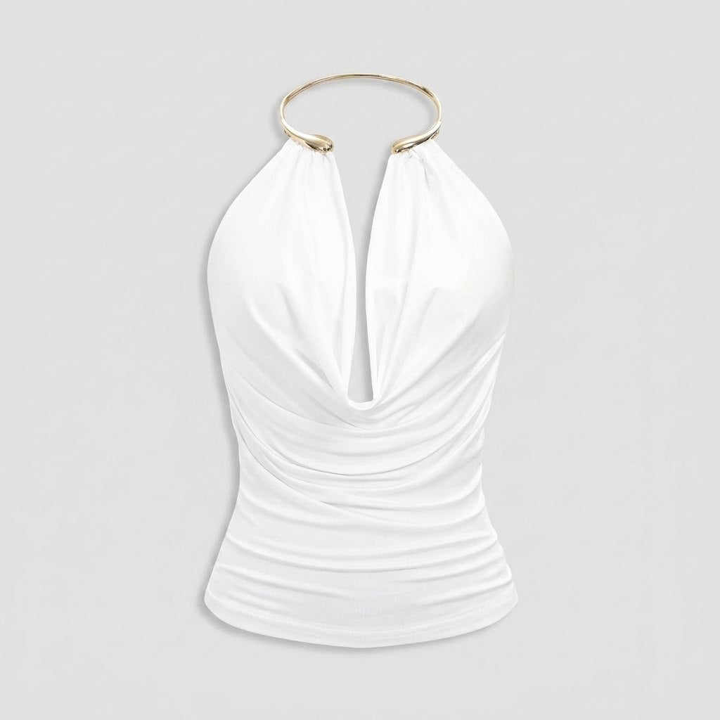 Dare cowl-neck halter top product flat lay