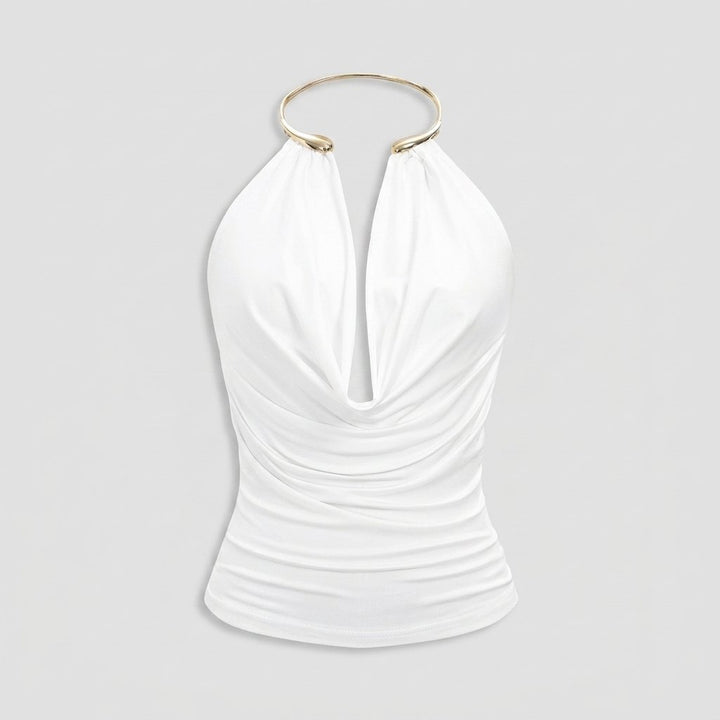 Dare cowl-neck halter top product flat lay