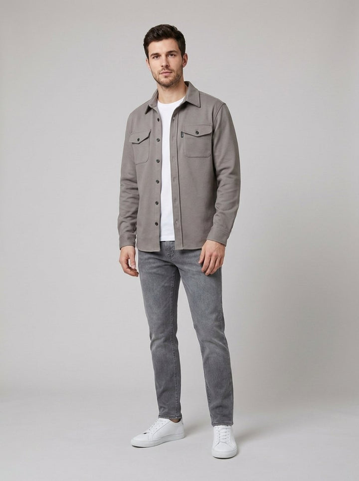 David men's overshirt shacket in grey