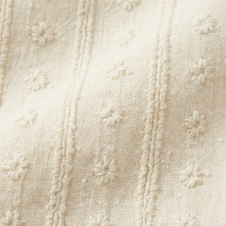Daxon ivory embroidered stripe fabric detail