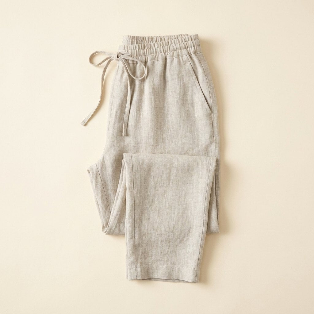 Dazzle linen pants product flat lay