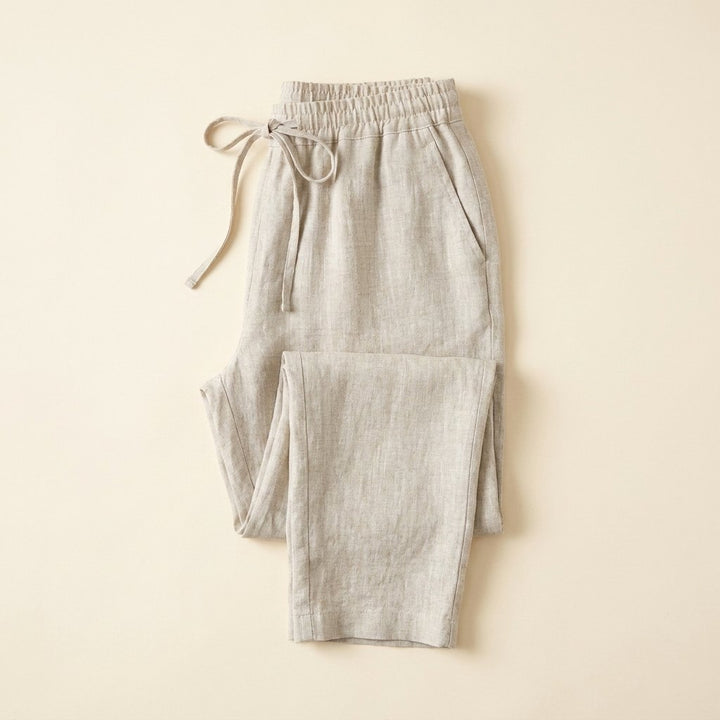 Dazzle linen pants product flat lay