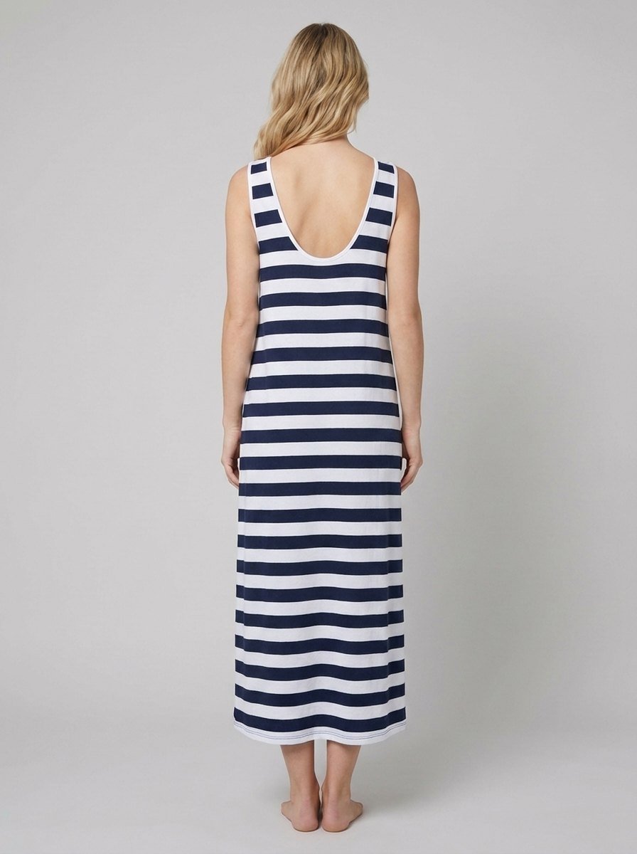 Dewey nautical stripe maxi dress back
