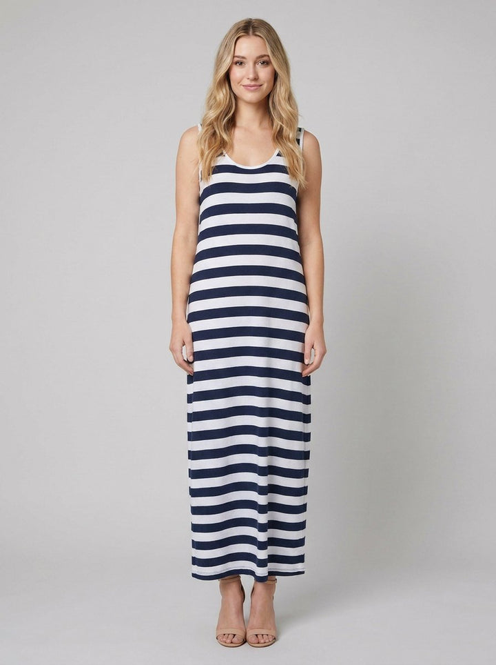 Dewey nautical stripe maxi dress front