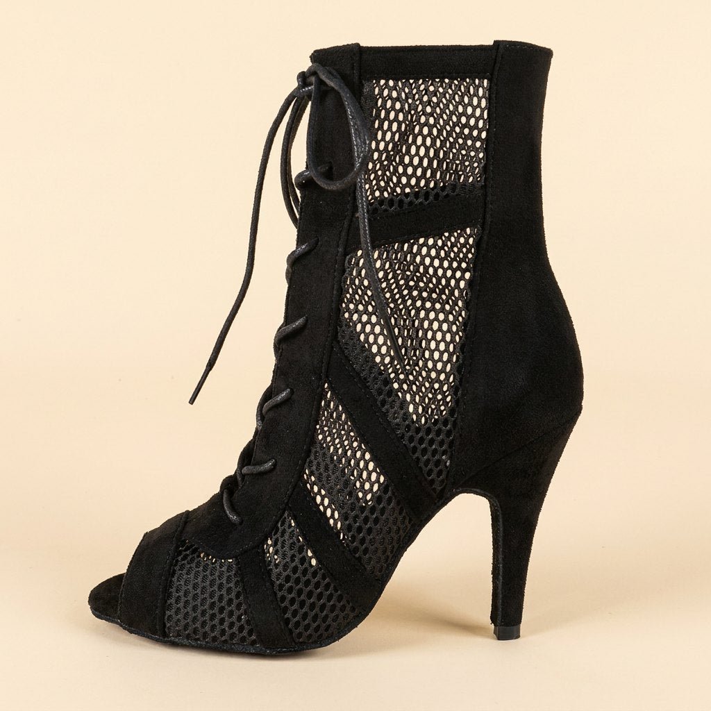 Diva dance booties side profile with 4-inch heel