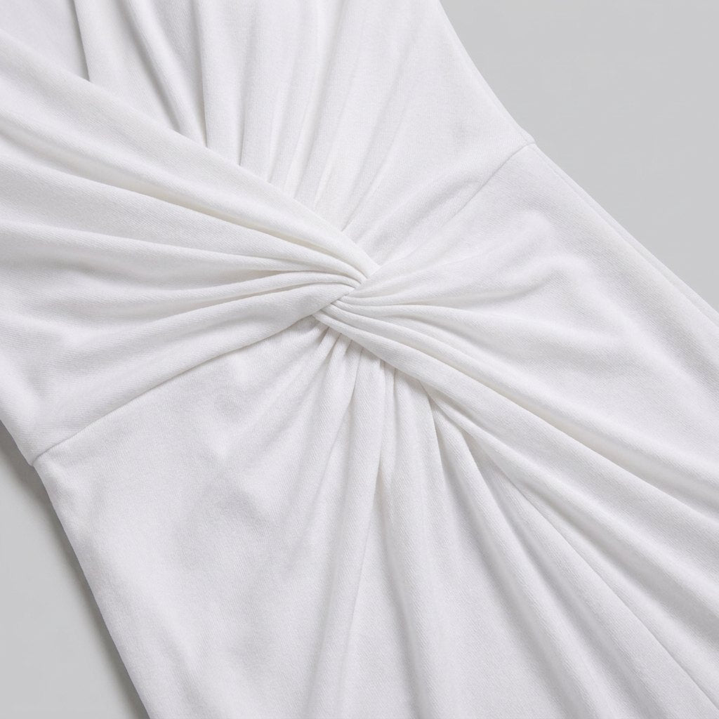 Diva ruched maxi dress fabric close-up