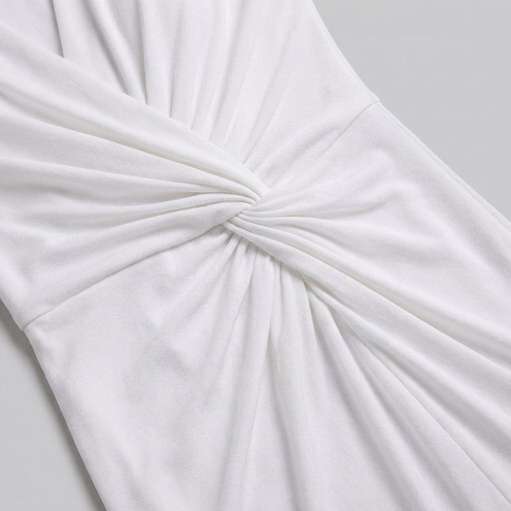 Diva ruched maxi dress fabric close-up