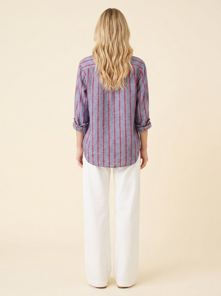 Eli striped linen shirt back view