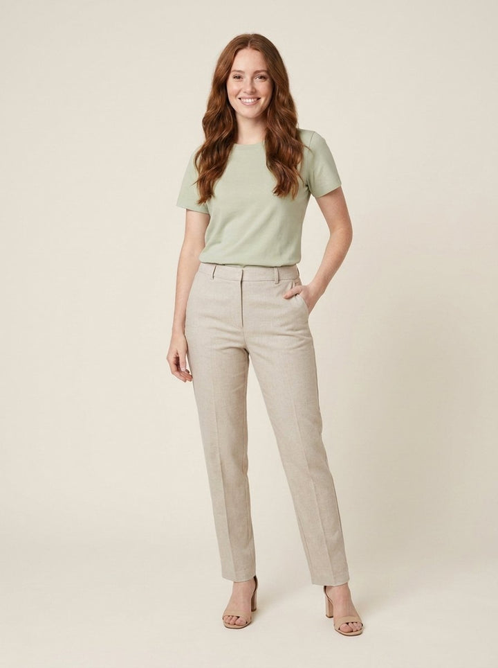 Elise everyday cotton tee sage green on model