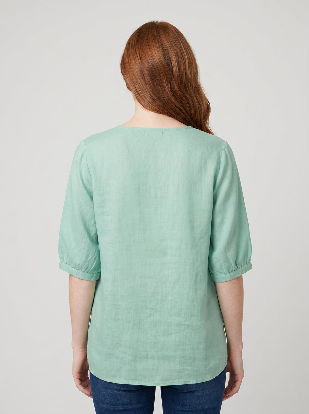 Eloria embroidered linen blouse back view