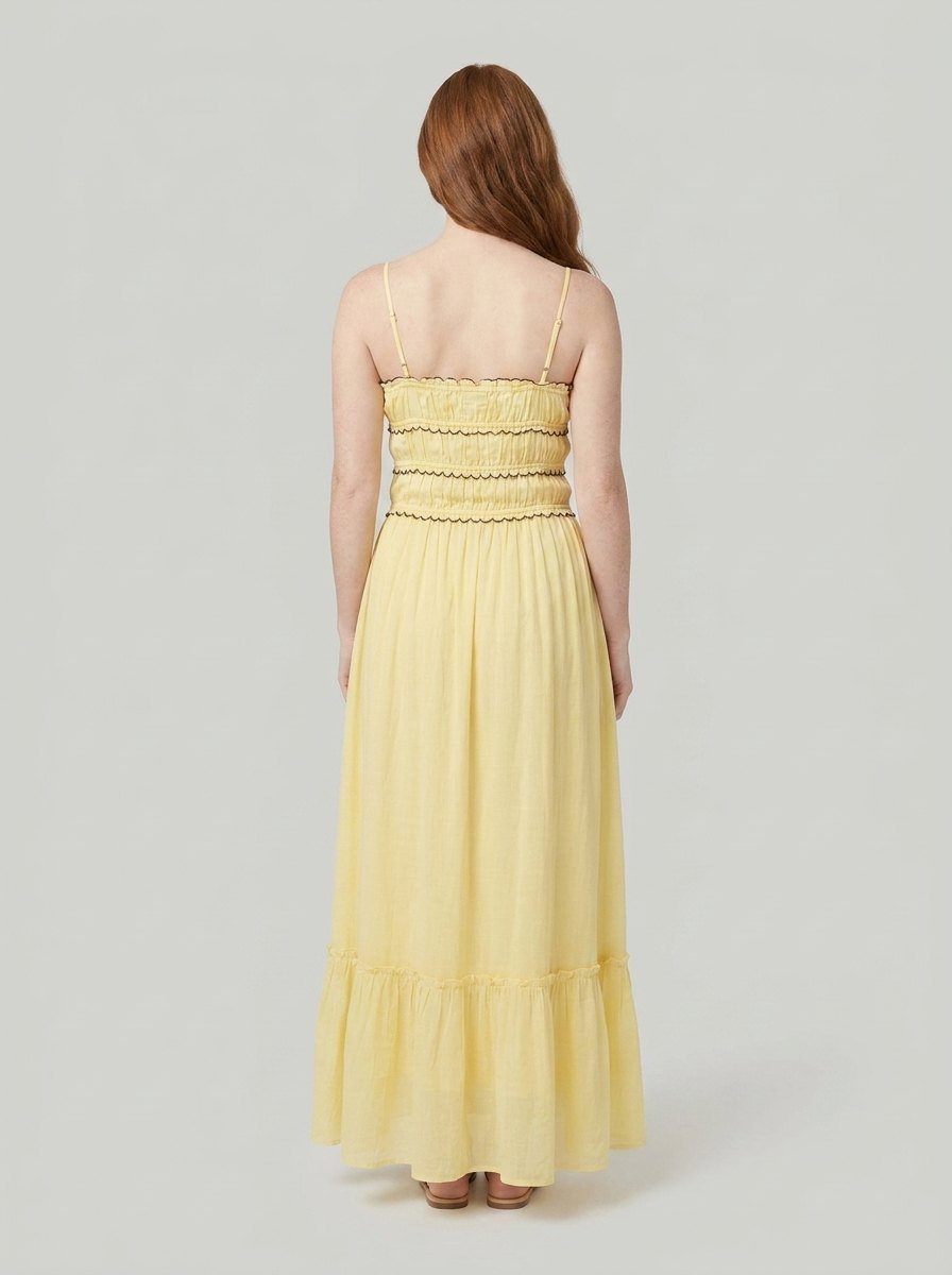 Elowen boho maxi dress back view with lace-up bodice