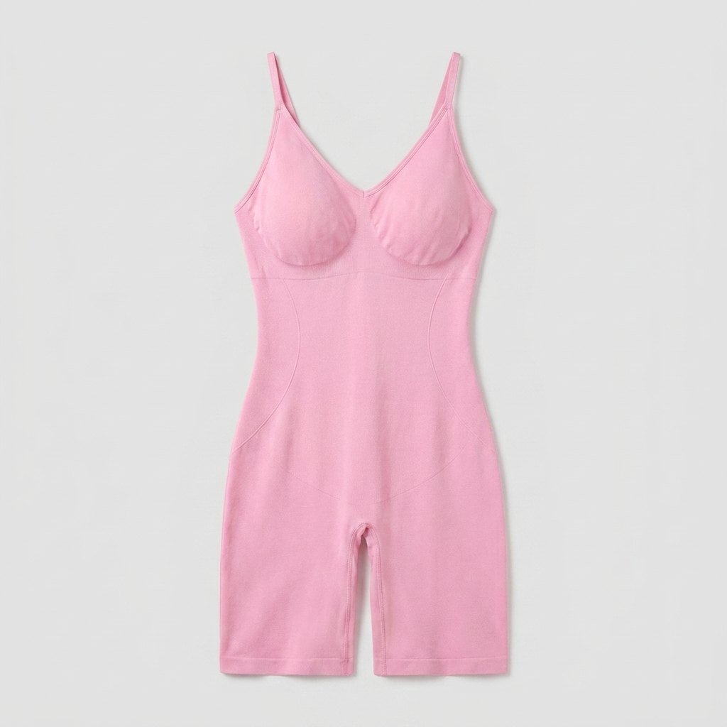 Pink seamless body shaper flat-lay