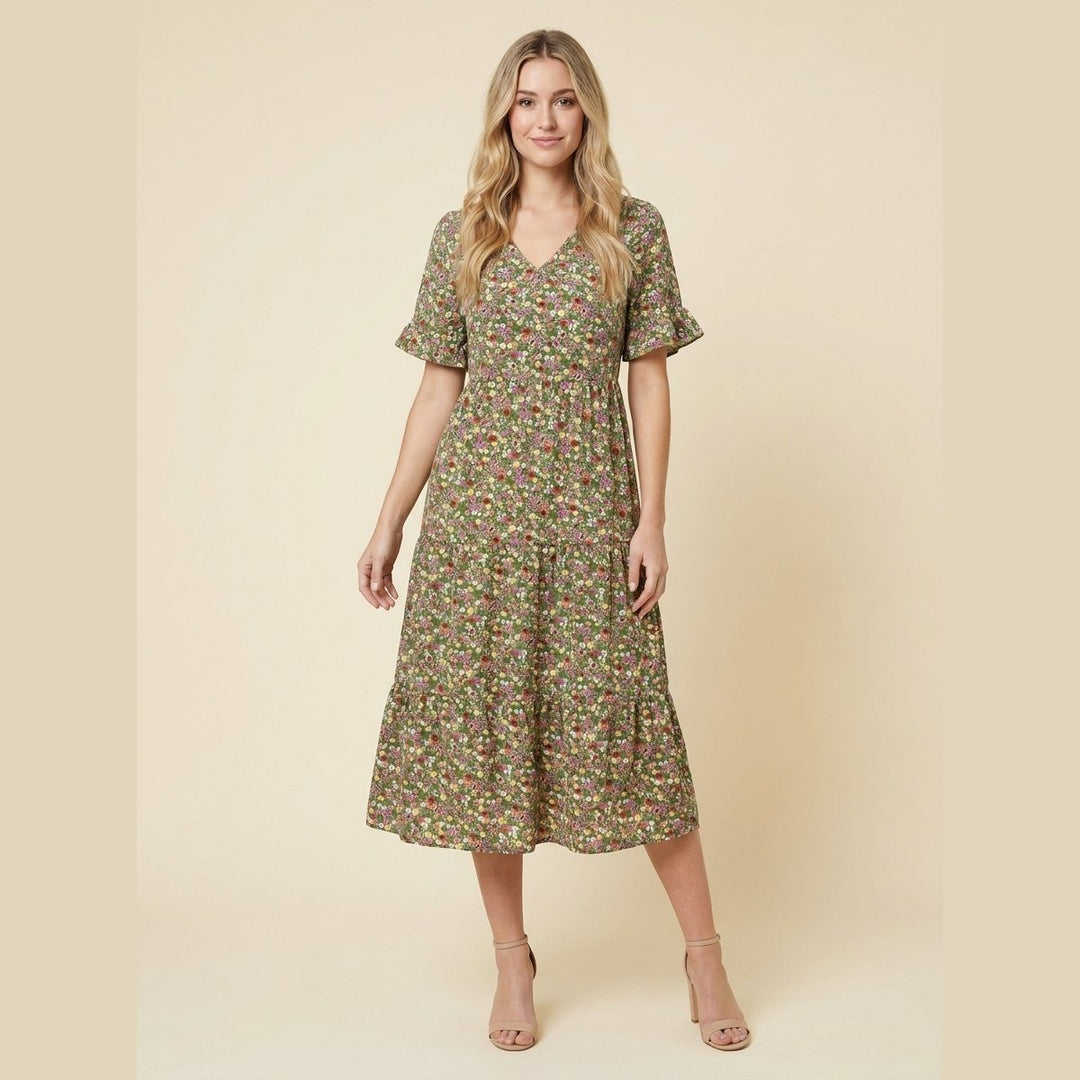 Elysia floral midi dress green