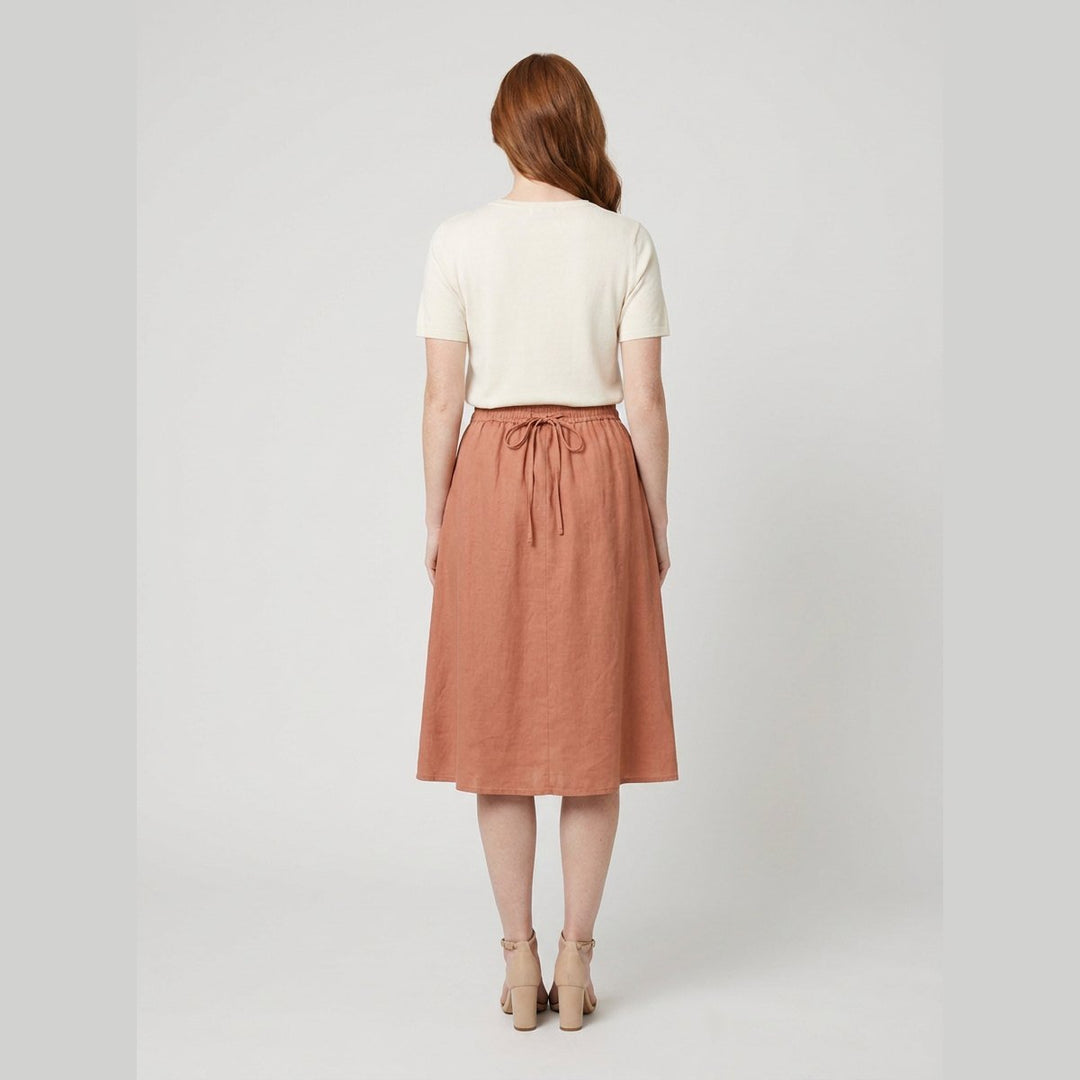 Elysia linen A-line skirt back view