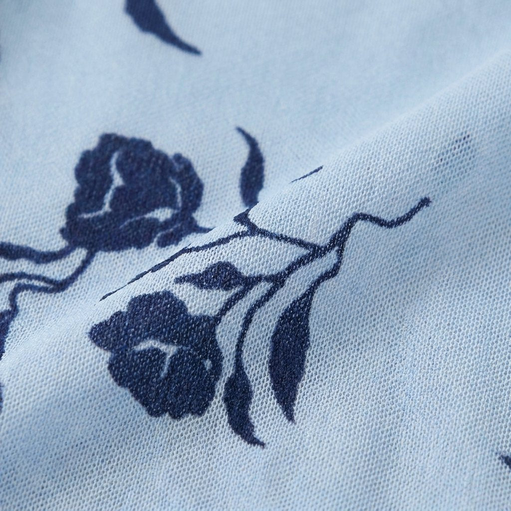 Elysia blue floral fabric detail
