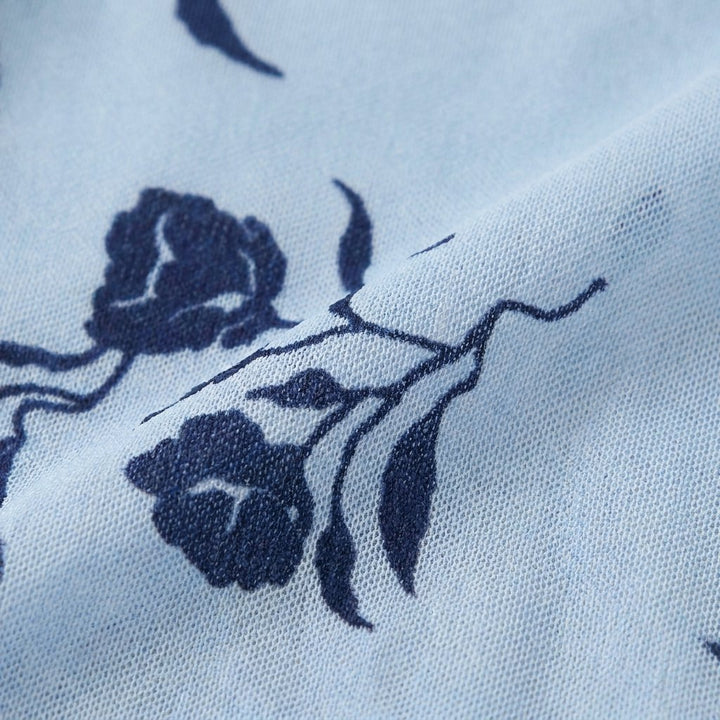 Elysia blue floral fabric detail