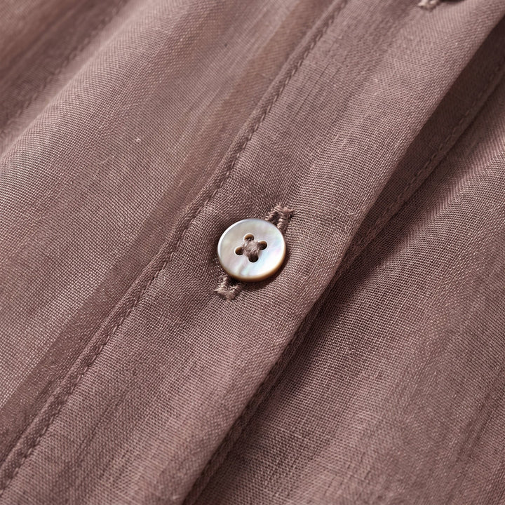 Elysia dress mink organza fabric and button detail