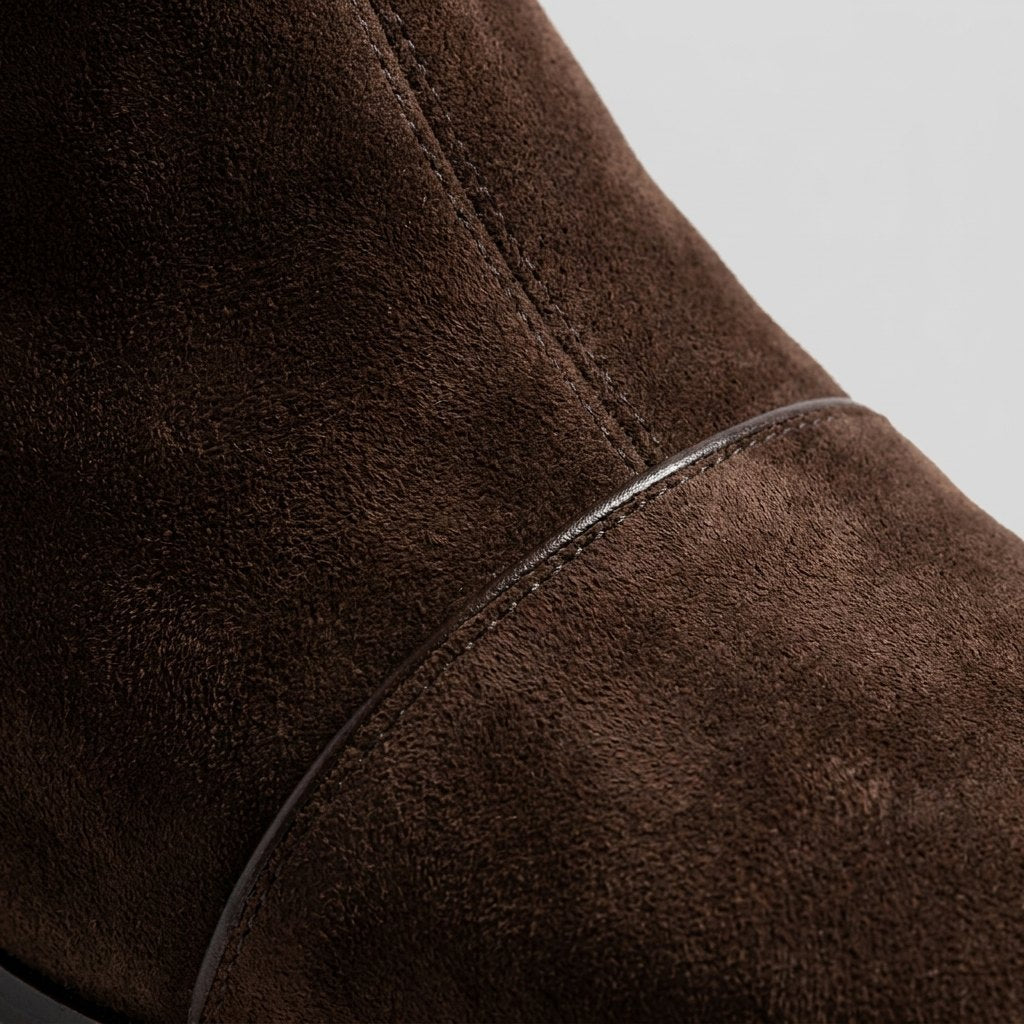 Elysian brown suede fabric close-up