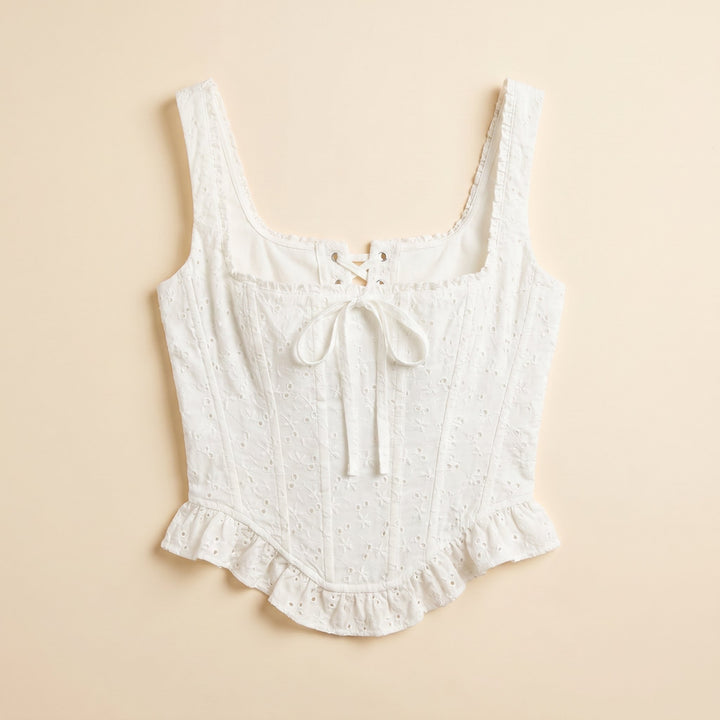 Elysian corset top product flat lay