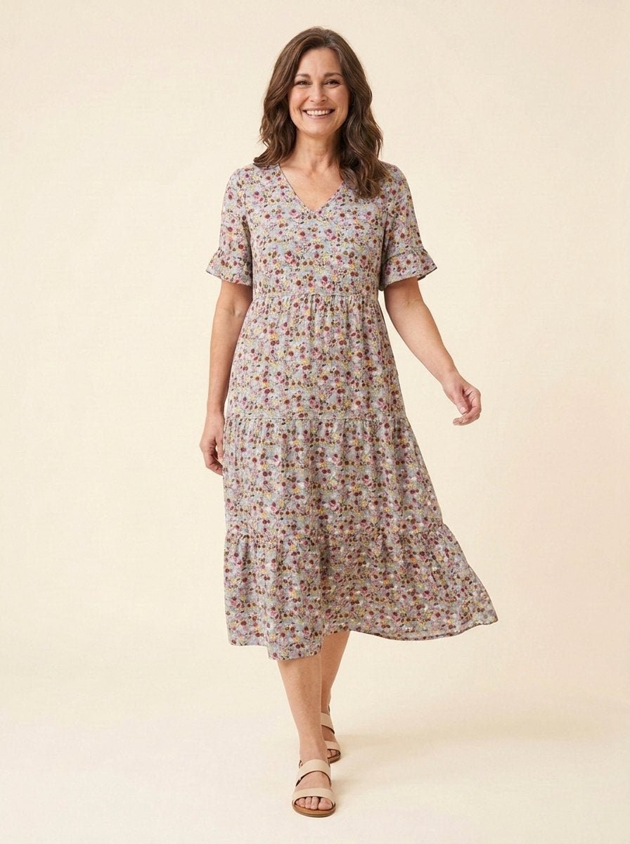 Elysian floral dress apricot elaine