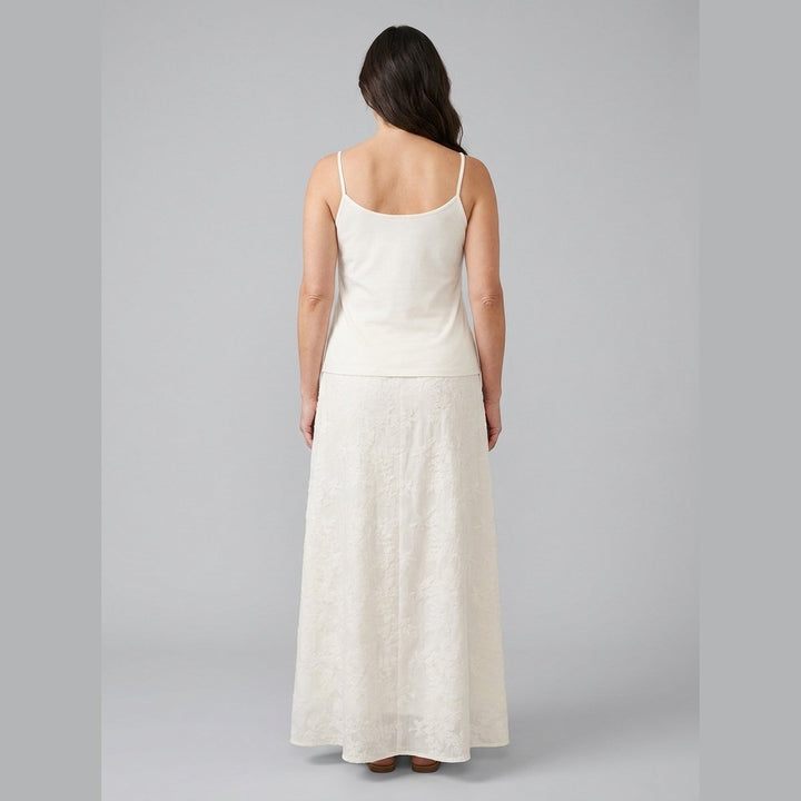 Elysian floral maxi skirt ivory back view on model