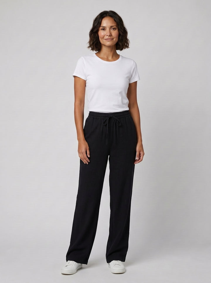 Elysian linen relaxed pants black