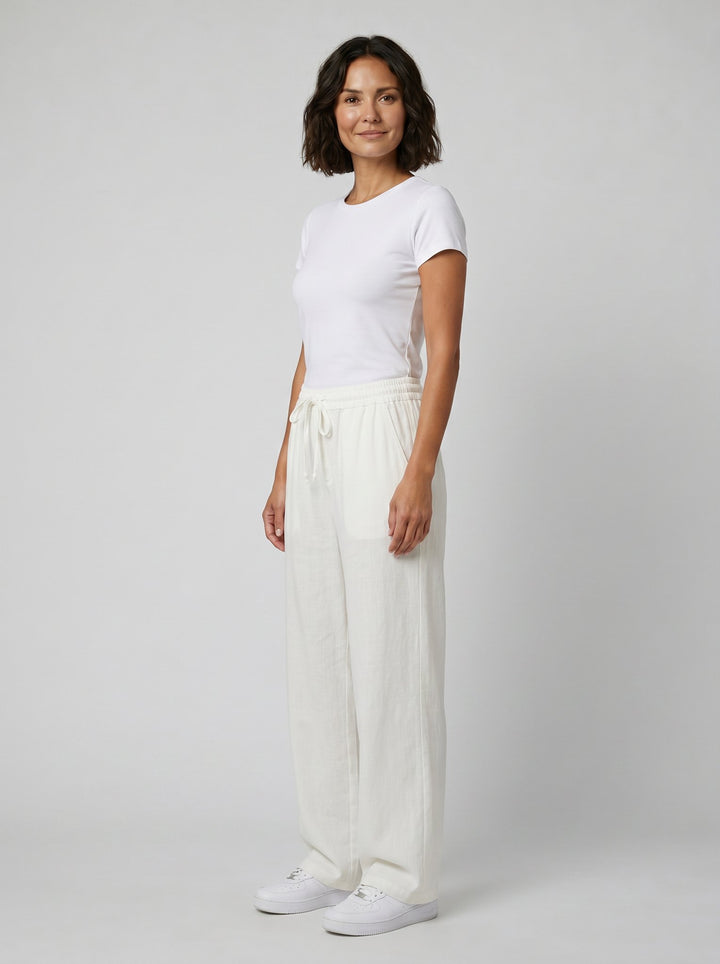 Elysian linen relaxed pants ivory white
