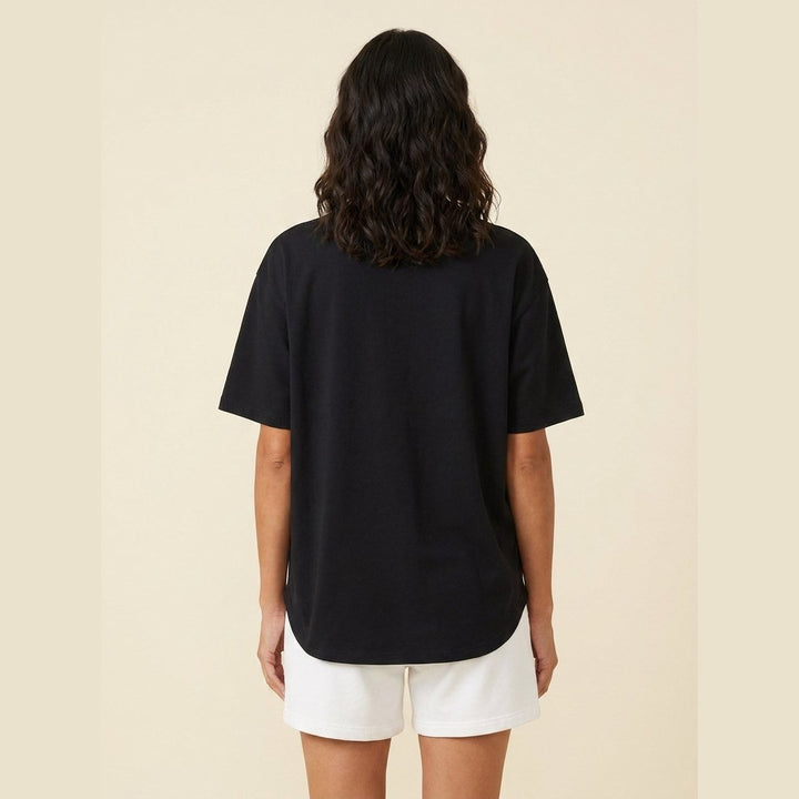 Elysian oversized t-shirt back view on model