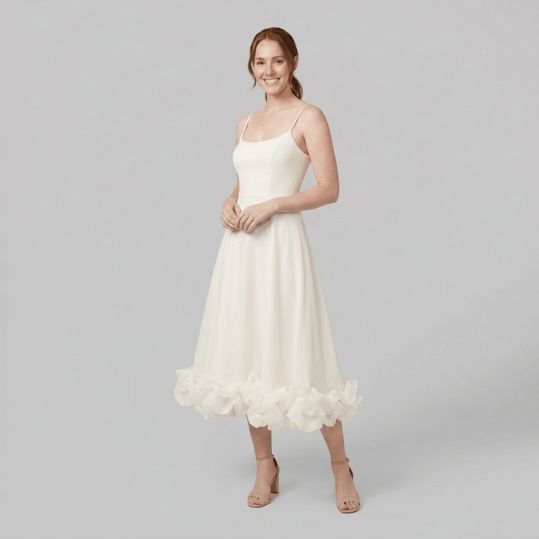Elysian ruffle wedding dress cream