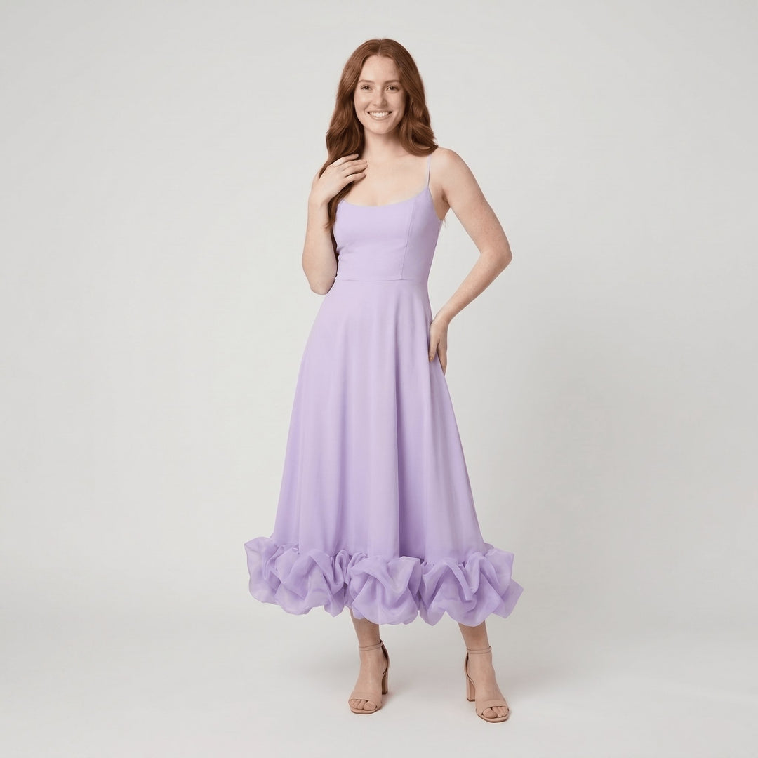 Elysian ruffle wedding dress lavender