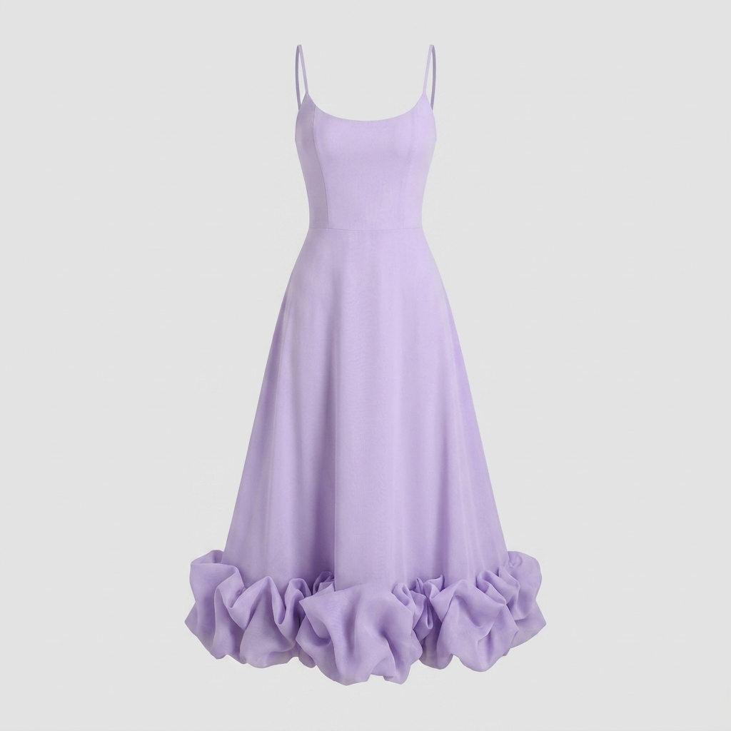 Elysian ruffle-hem A-line dress product flat-lay