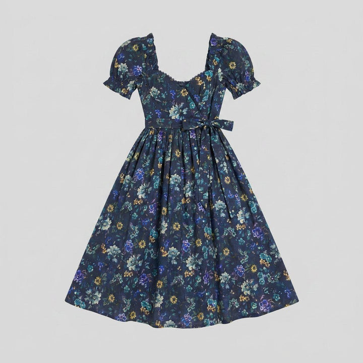 Elysian tapestry dress blue product flat lay