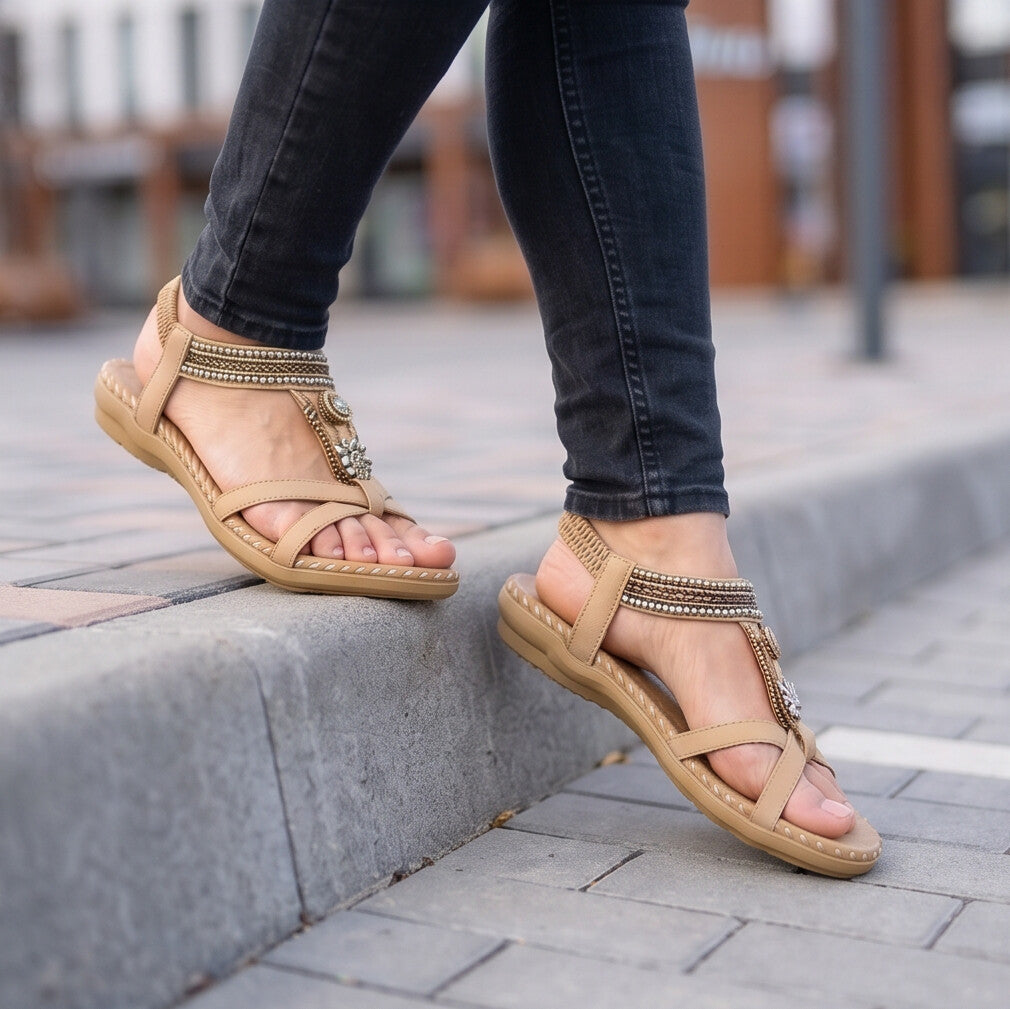 Emeline strappy sandal with adjustable straps and orthopedic footbed, view 2