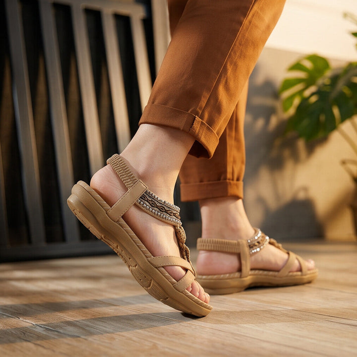 Emeline strappy sandal, buckle strap detail, view 6