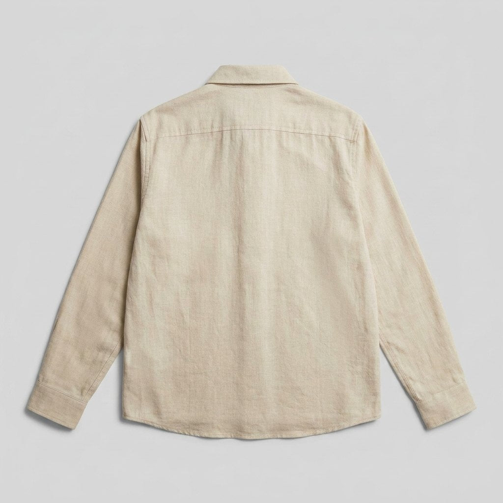 Emile cotton-linen button-up shirt, back view flat lay