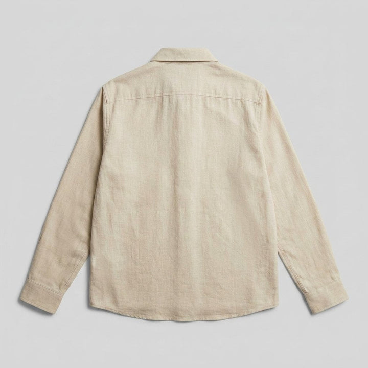 Emile cotton-linen button-up shirt, back view flat lay
