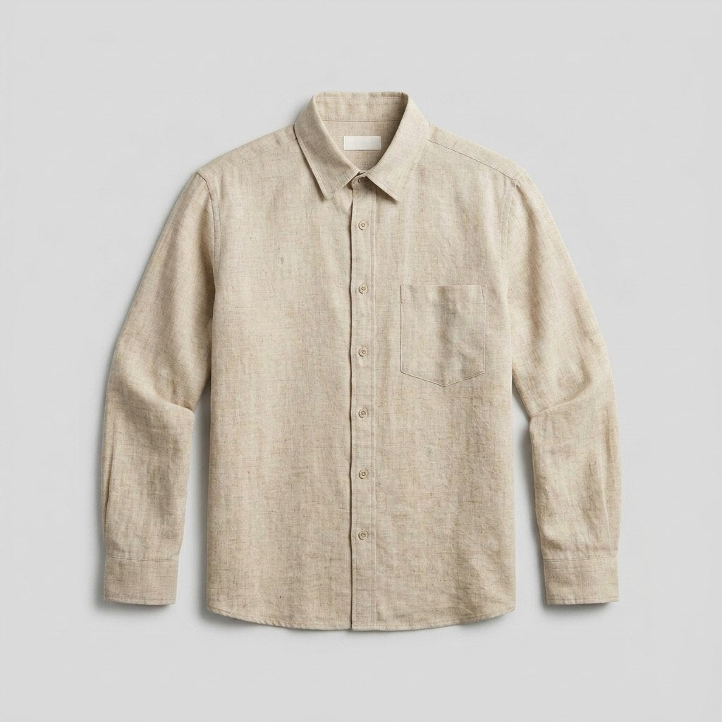 Emile cotton-linen button-up shirt, flat lay