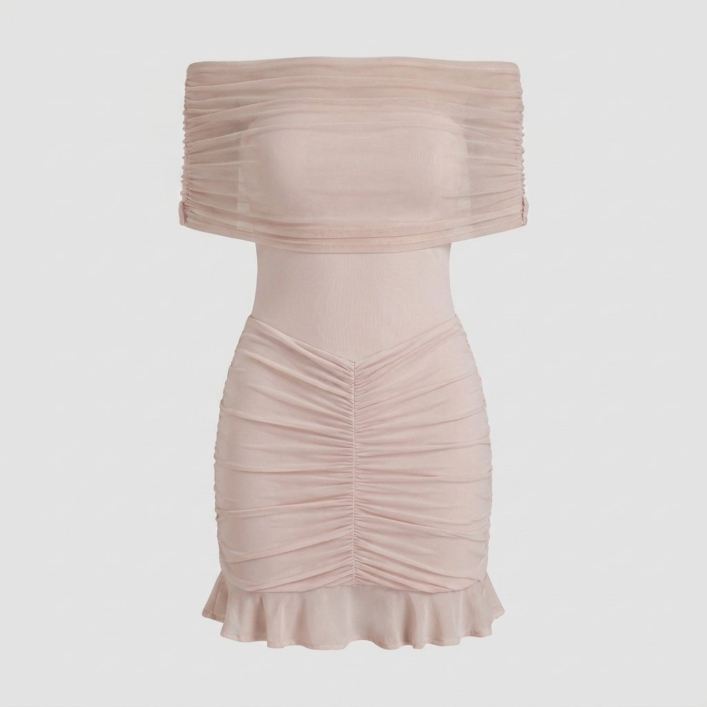 Emmeline ruched lace mini dress product flat lay