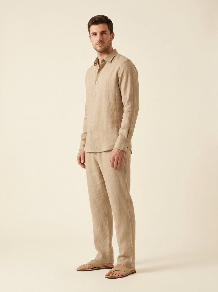 Ethan linen set beige shirt and pants